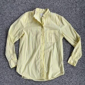 J Crew Yellow White Striped LS Button Front Shirt
